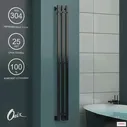 Водяной полотенцесушитель Onix, модель Delux Black 120x1500, лесенка с нижним подключением, нержавеющая сталь, черный, полный комплект